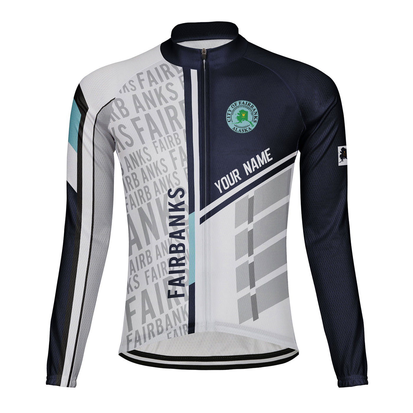 Customized Fairbanks Men's Winter Thermal Fleece Cycling Jersey Long Sleeve