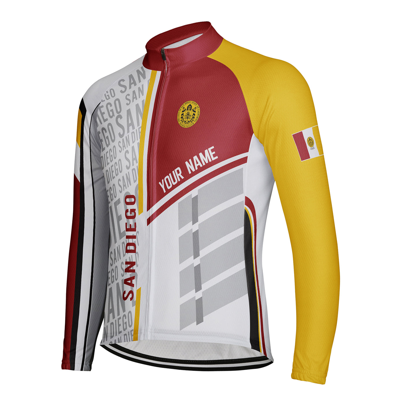 Customized San Diego Men's Winter Thermal Fleece Cycling Jersey Long Sleeve