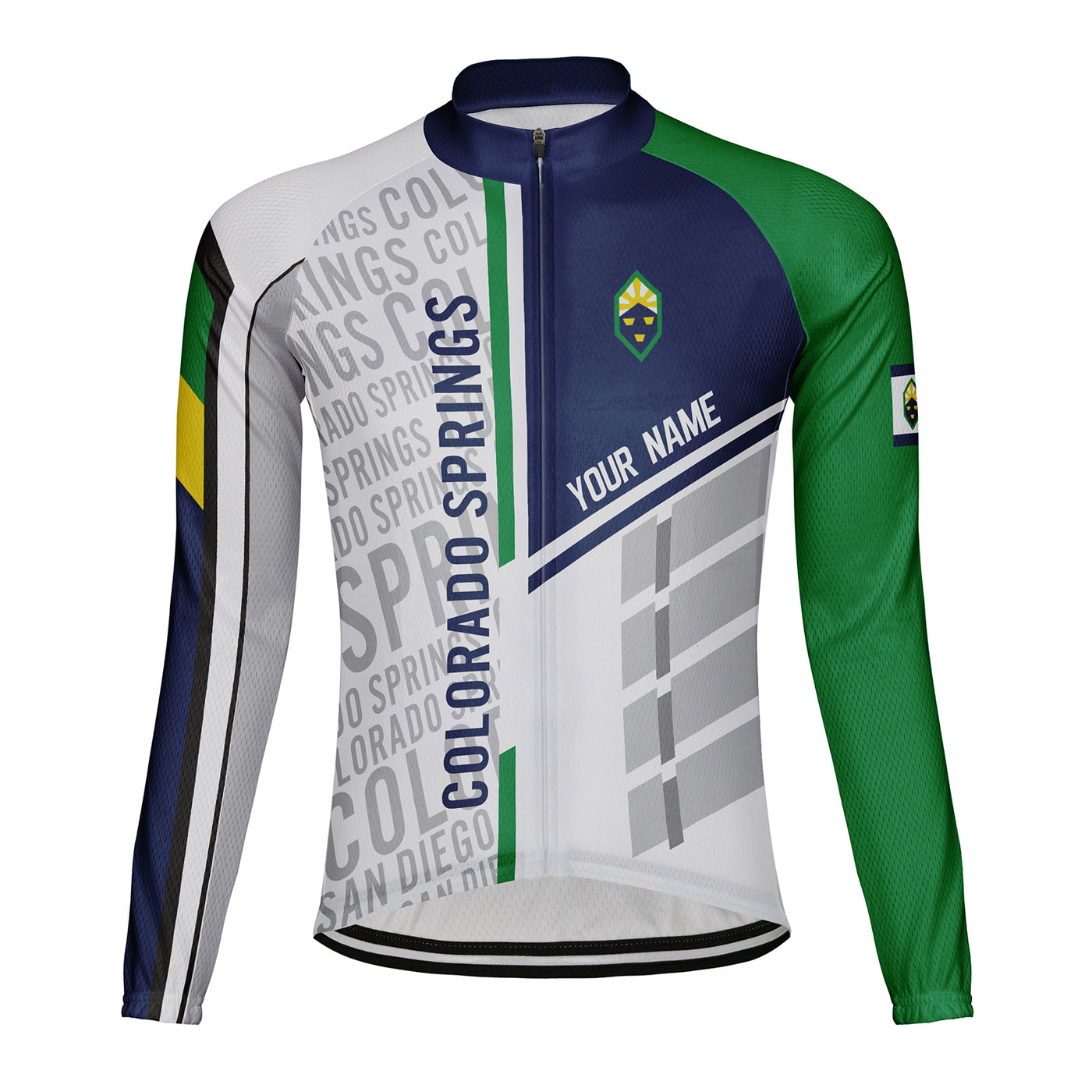 Customized Colorado Springs Men's Winter Thermal Fleece Cycling Jersey Long Sleeve