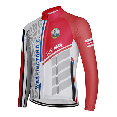 Customized Washington D.C. Men's Winter Thermal Fleece Cycling Jersey Long Sleeve