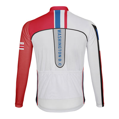 Customized Washington D.C. Men's Winter Thermal Fleece Cycling Jersey Long Sleeve