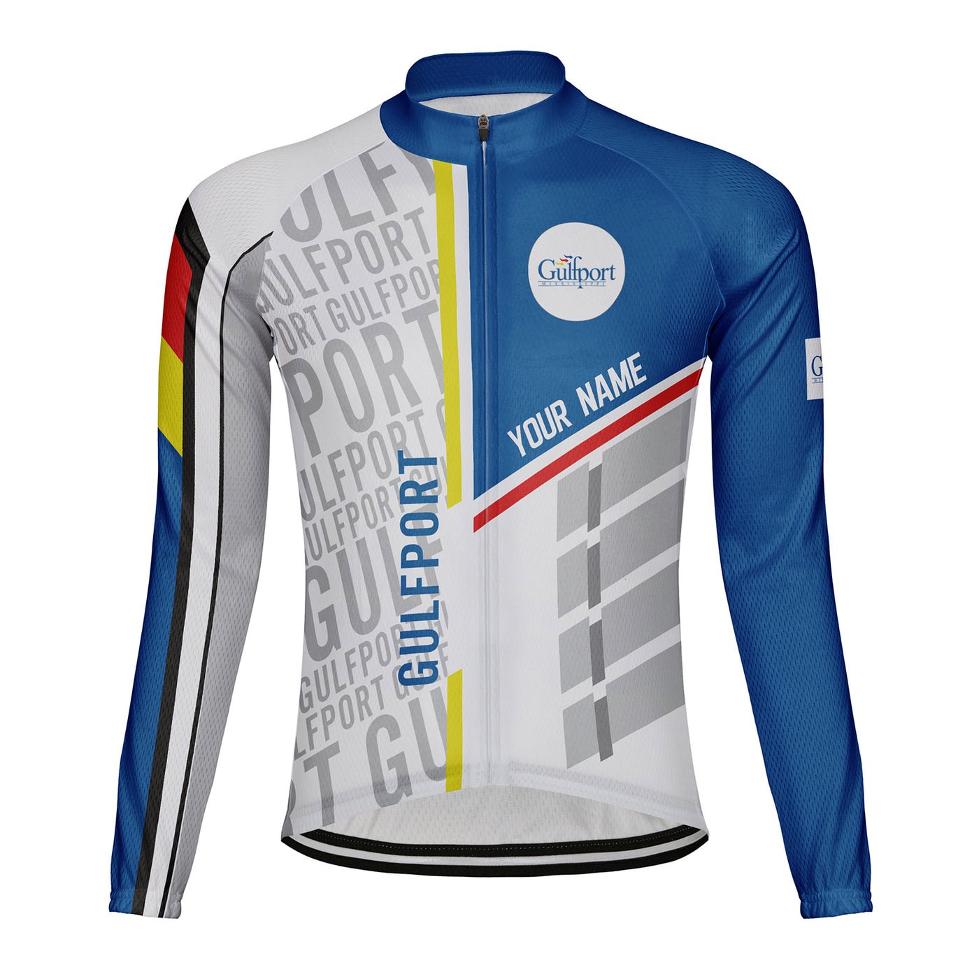 Customized Gulfport Men's Winter Thermal Fleece Cycling Jersey Long Sleeve