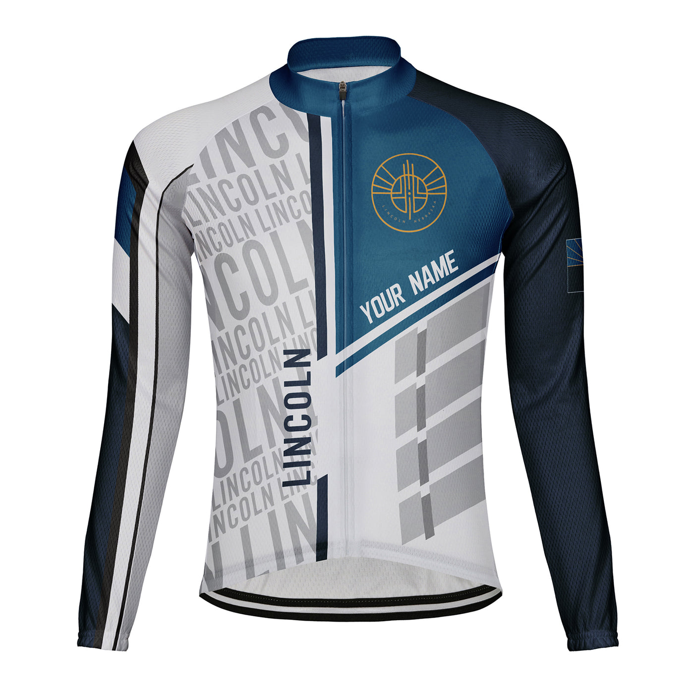 Customized Lincoln Men's Winter Thermal Fleece Cycling Jersey Long Sleeve
