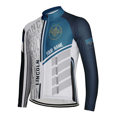 Customized Lincoln Men's Winter Thermal Fleece Cycling Jersey Long Sleeve