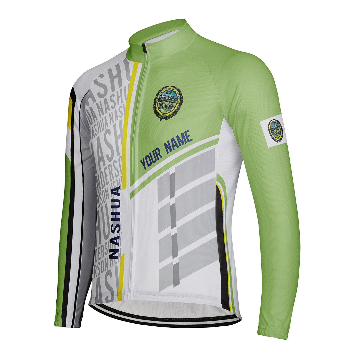 Customized Nashua Men's Winter Thermal Fleece Cycling Jersey Long Sleeve