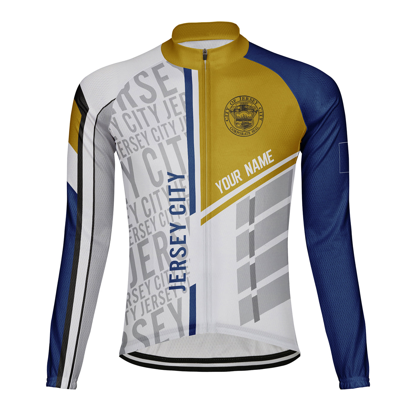Customized Jersey City Men's Winter Thermal Fleece Cycling Jersey Long Sleeve