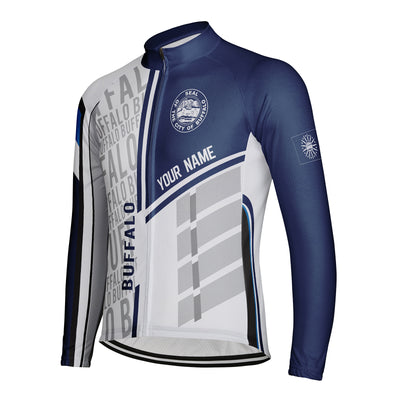 Customized Buffalo Men's Winter Thermal Fleece Cycling Jersey Long Sleeve