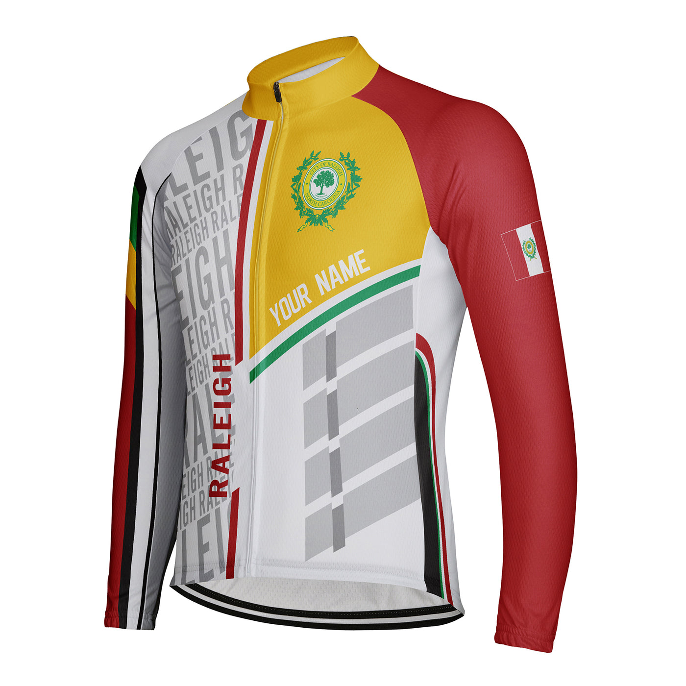 Customized Raleigh Men's Winter Thermal Fleece Cycling Jersey Long Sleeve