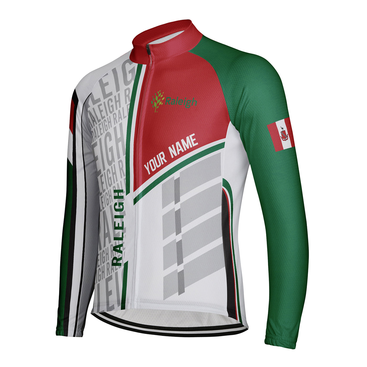 Customized Raleigh Men's Winter Thermal Fleece Cycling Jersey Long Sleeve