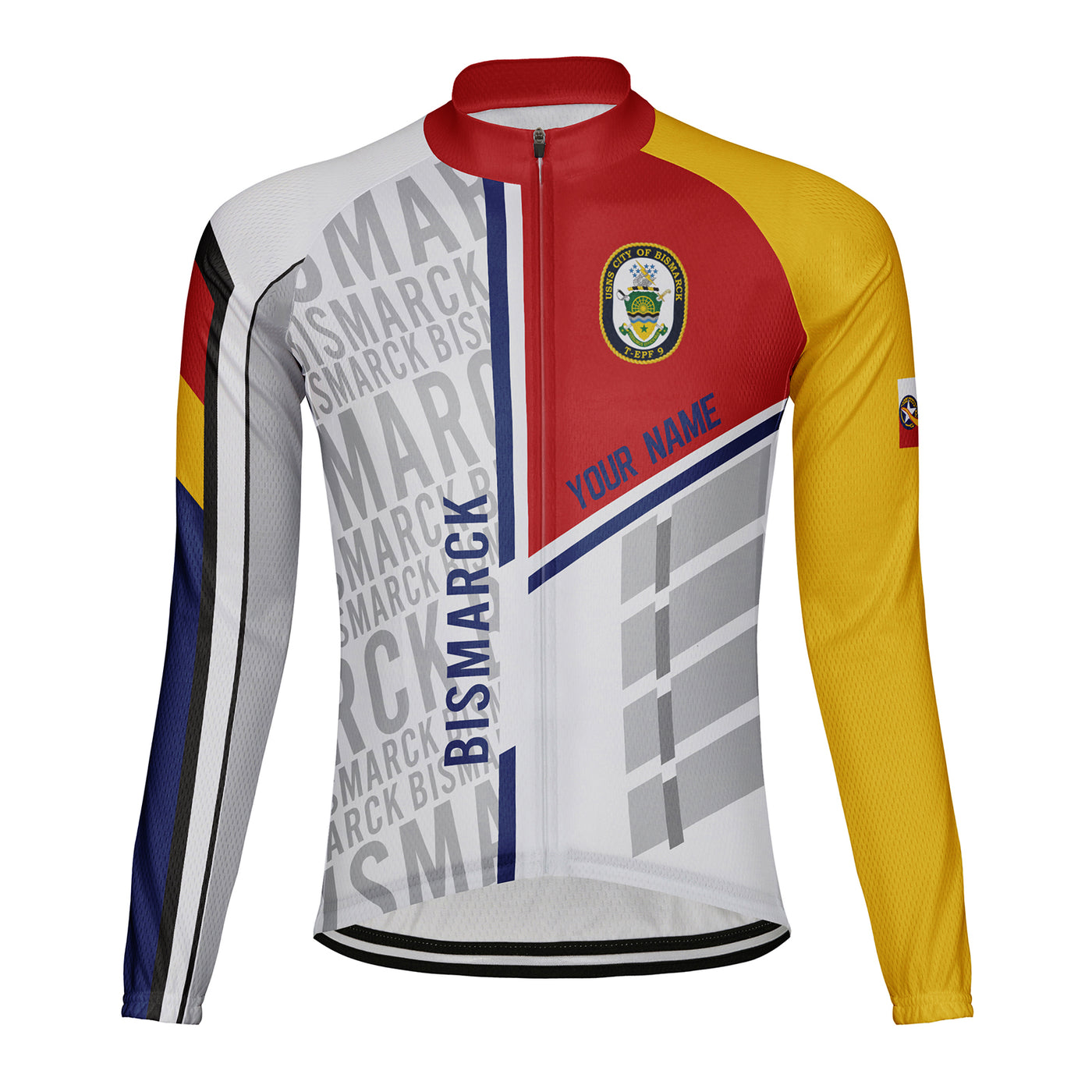 Customized Bismarck Men's Winter Thermal Fleece Cycling Jersey Long Sleeve
