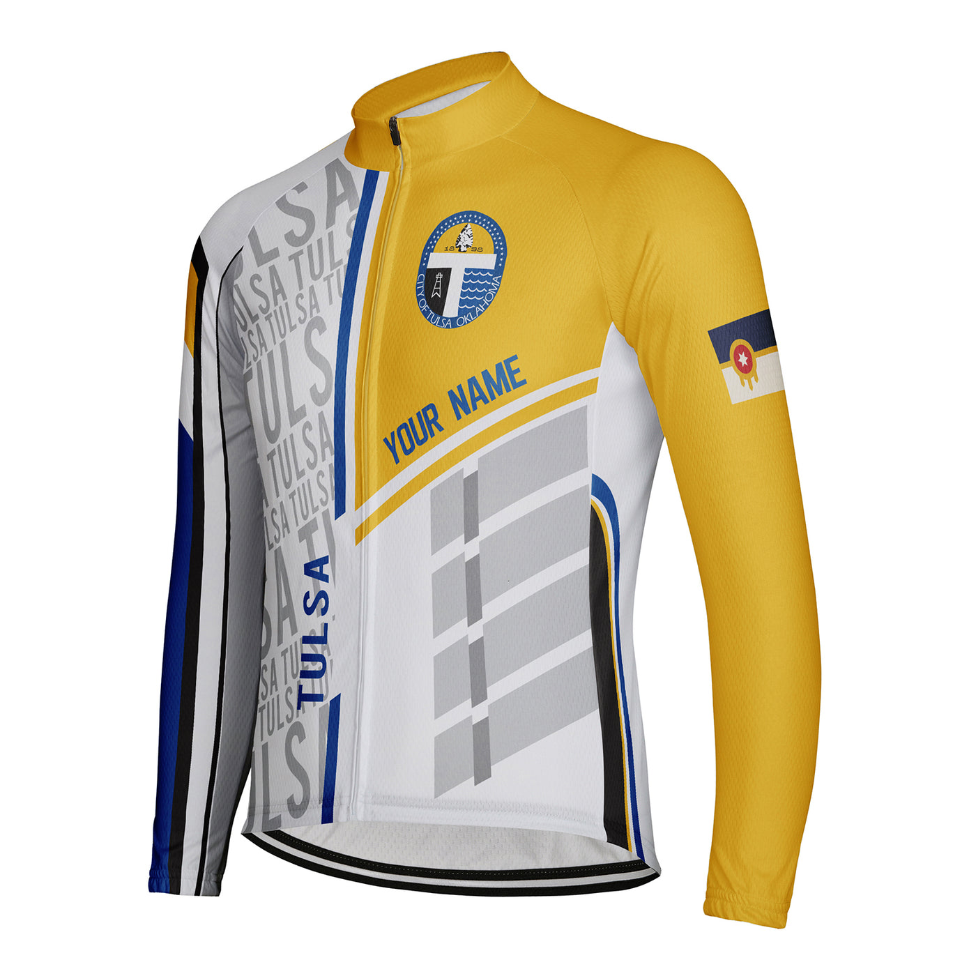Customized Tulsa Men's Winter Thermal Fleece Cycling Jersey Long Sleeve