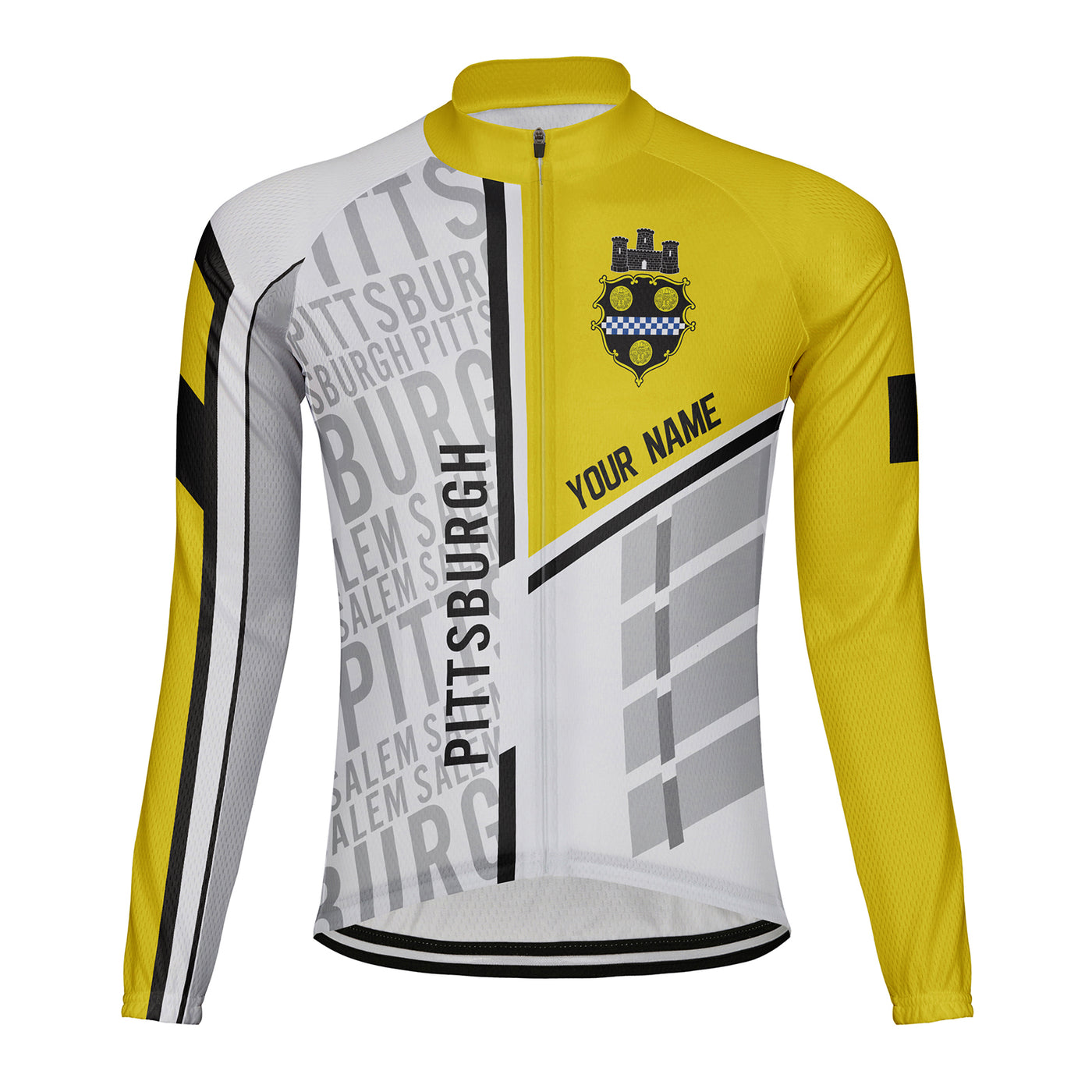 Customized Pittsburgh Men's Winter Thermal Fleece Cycling Jersey Long Sleeve