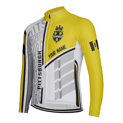 Customized Pittsburgh Men's Winter Thermal Fleece Cycling Jersey Long Sleeve