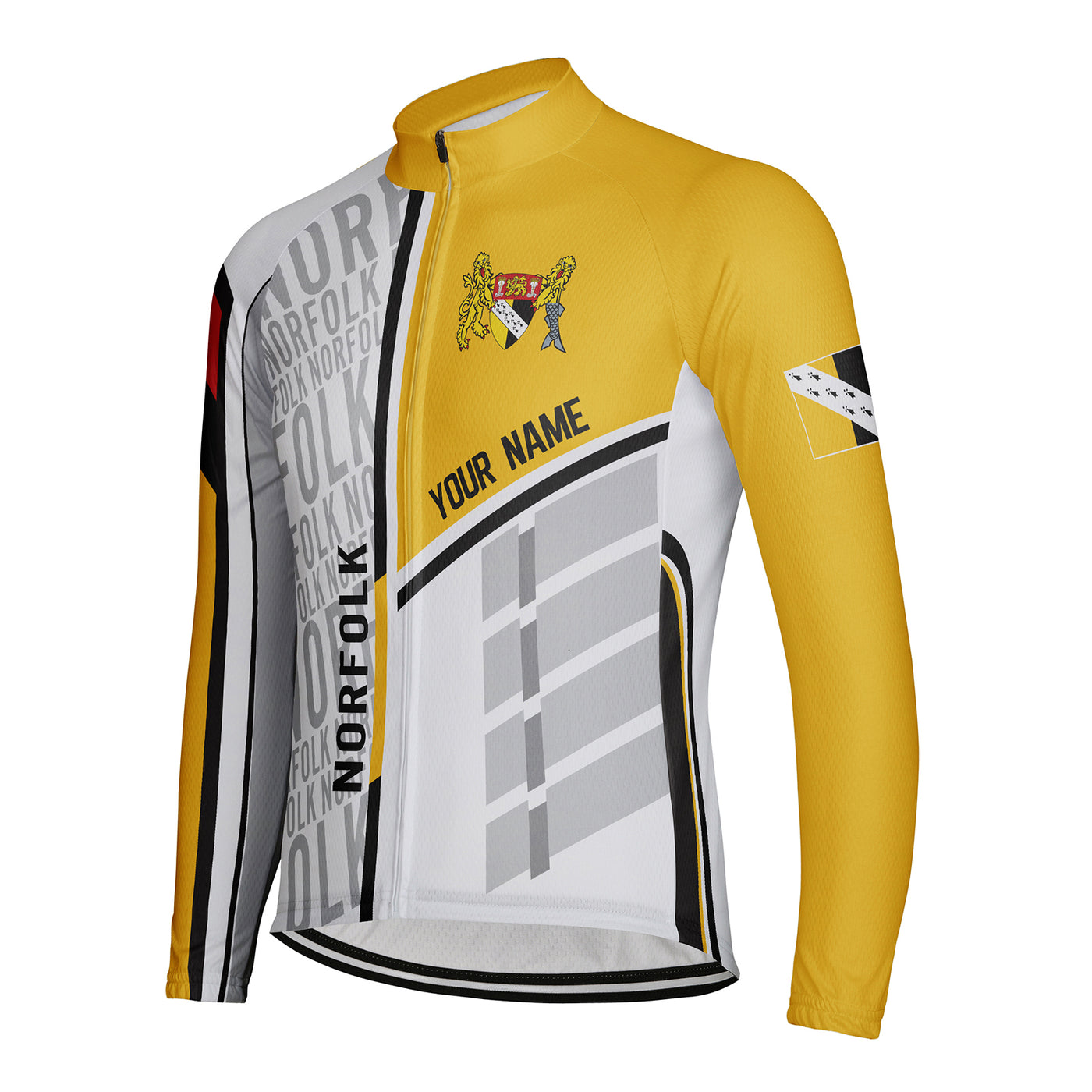 Customized Norfolk Men's Winter Thermal Fleece Cycling Jersey Long Sleeve