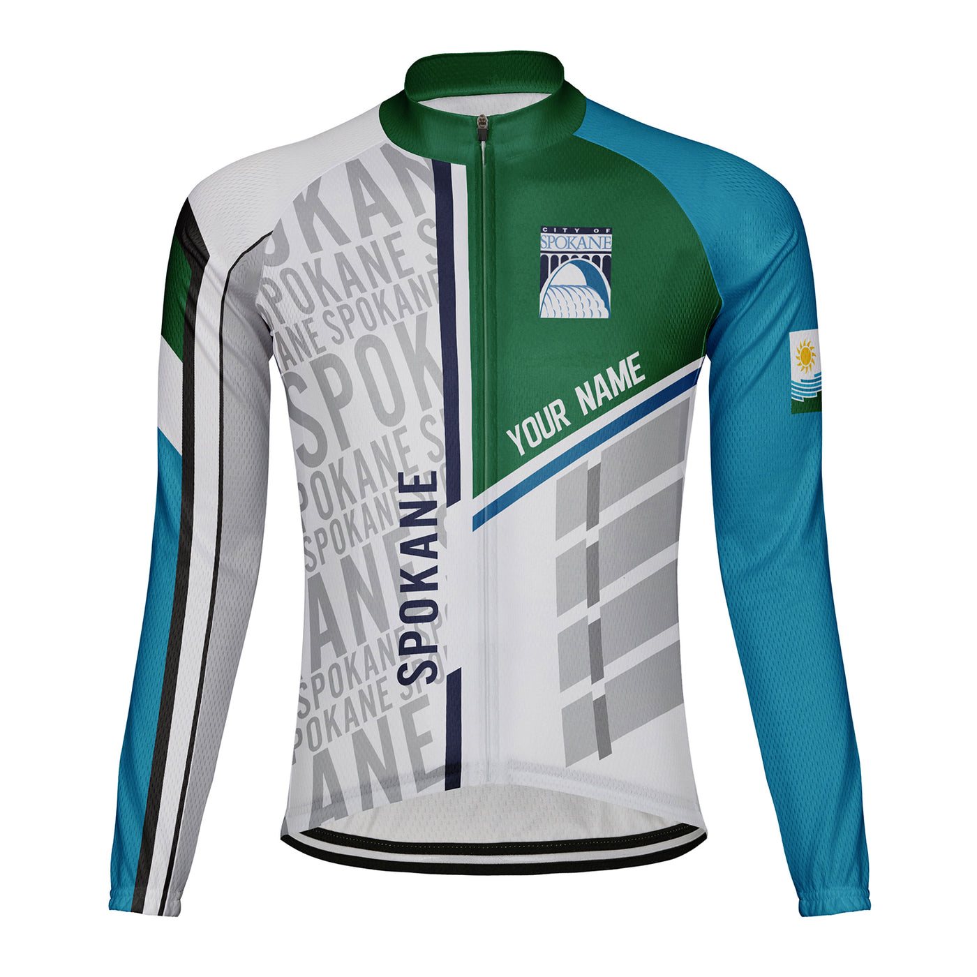 Customized Spokane Men's Winter Thermal Fleece Cycling Jersey Long Sleeve