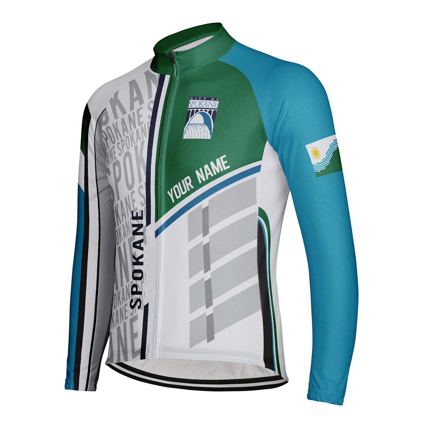 Customized Spokane Men's Winter Thermal Fleece Cycling Jersey Long Sleeve