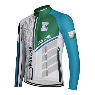 Customized Spokane Men's Winter Thermal Fleece Cycling Jersey Long Sleeve