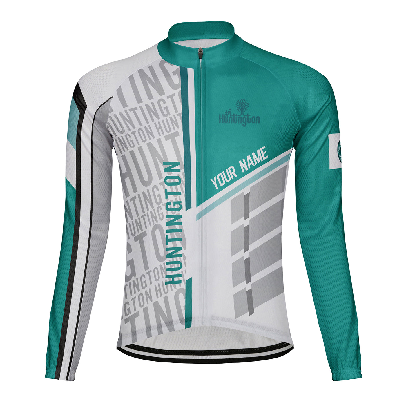 Customized Huntington Men's Winter Thermal Fleece Cycling Jersey Long Sleeve