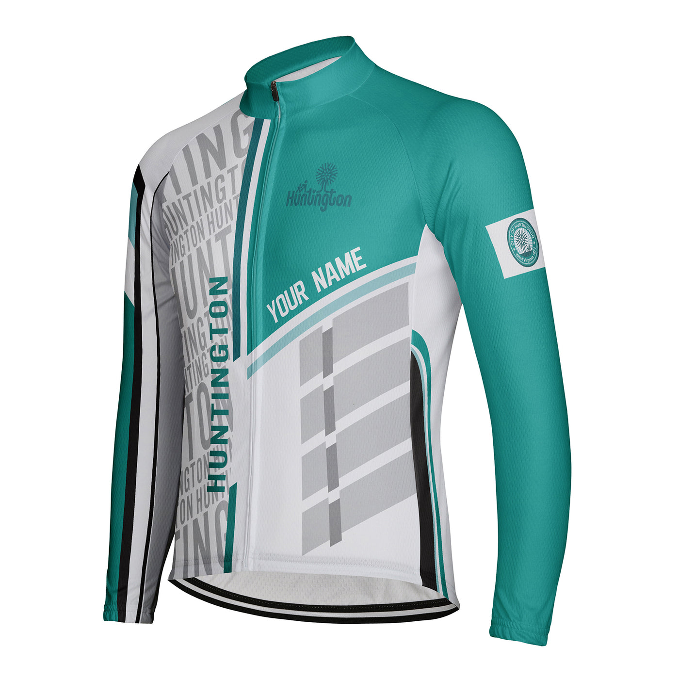 Customized Huntington Men's Winter Thermal Fleece Cycling Jersey Long Sleeve