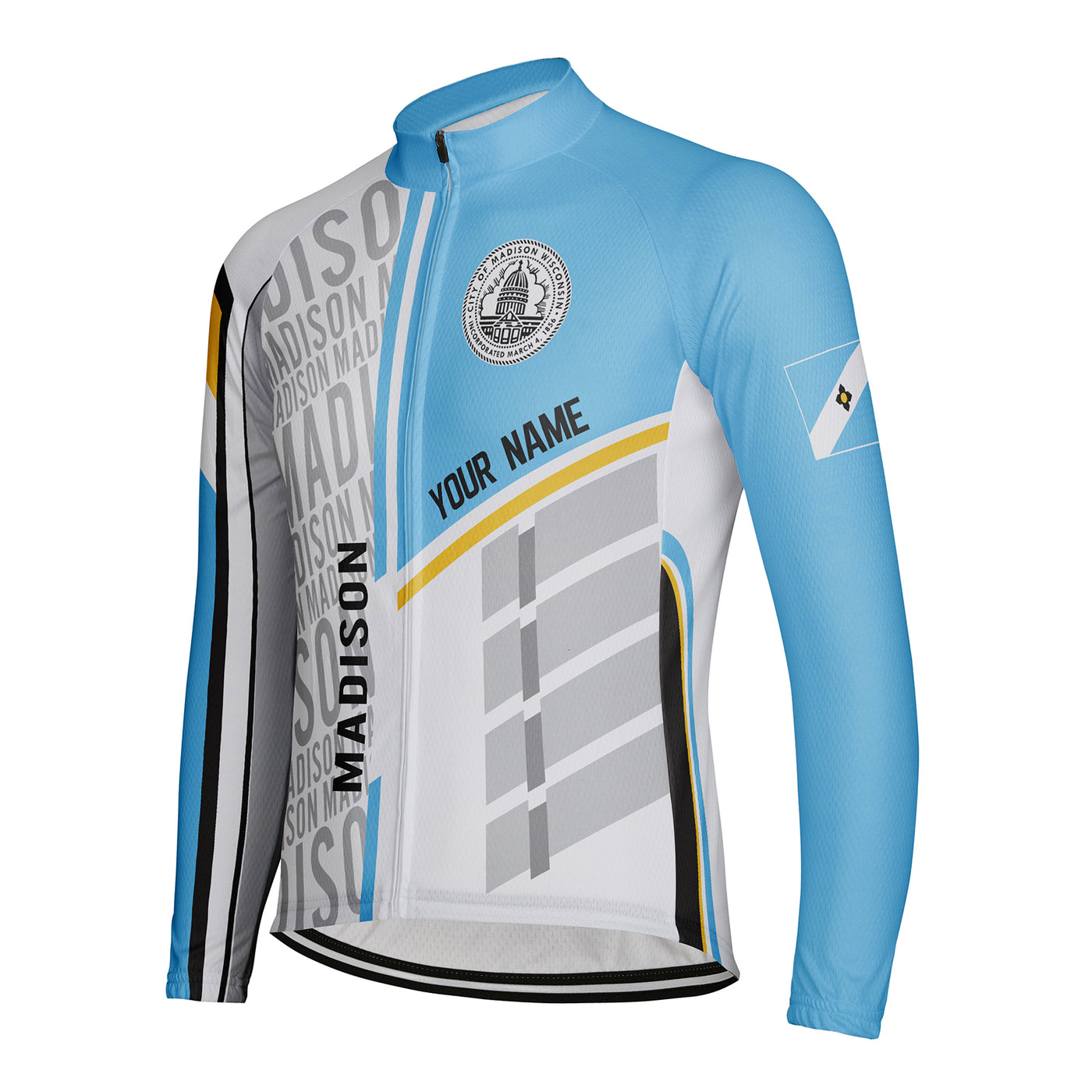 Customized Madison Men's Winter Thermal Fleece Cycling Jersey Long Sleeve