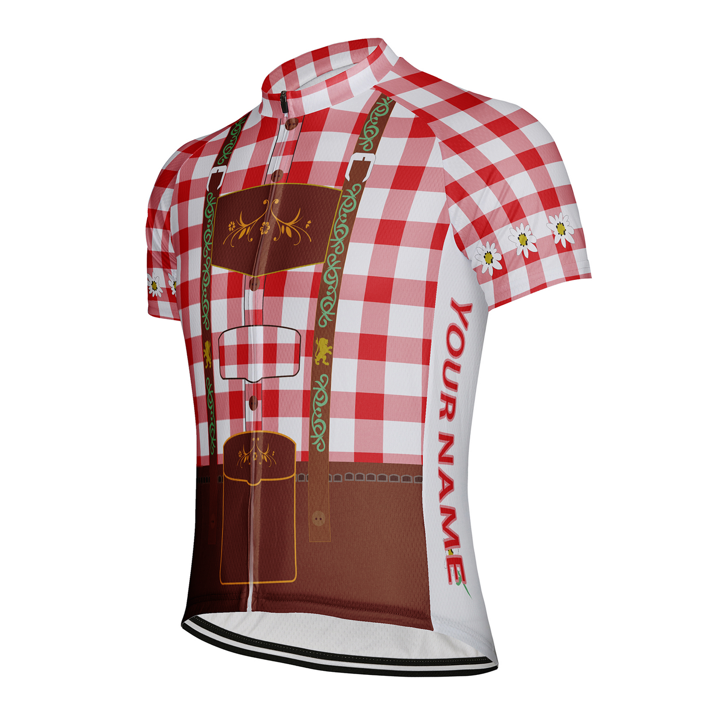 Customized Plaid Shirt Man Men's Cycling Jersey Short Sleeve