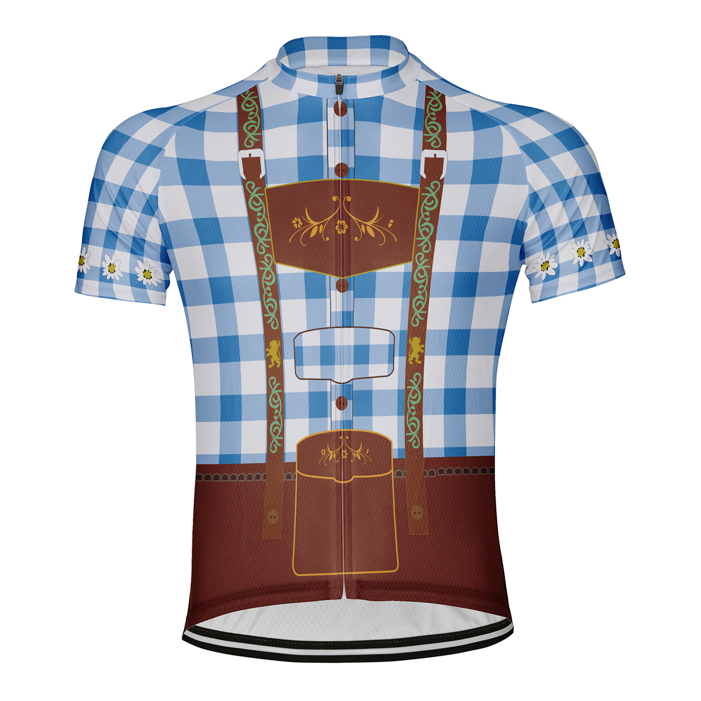Customized Plaid Shirt Man Men's Cycling Jersey Short Sleeve
