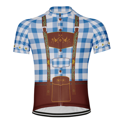 Customized Plaid Shirt Man Men's Cycling Jersey Short Sleeve
