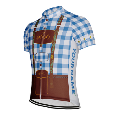 Customized Plaid Shirt Man Men's Cycling Jersey Short Sleeve