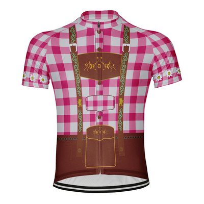 Customized Plaid Shirt Man Men's Cycling Jersey Short Sleeve