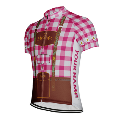 Customized Plaid Shirt Man Men's Cycling Jersey Short Sleeve