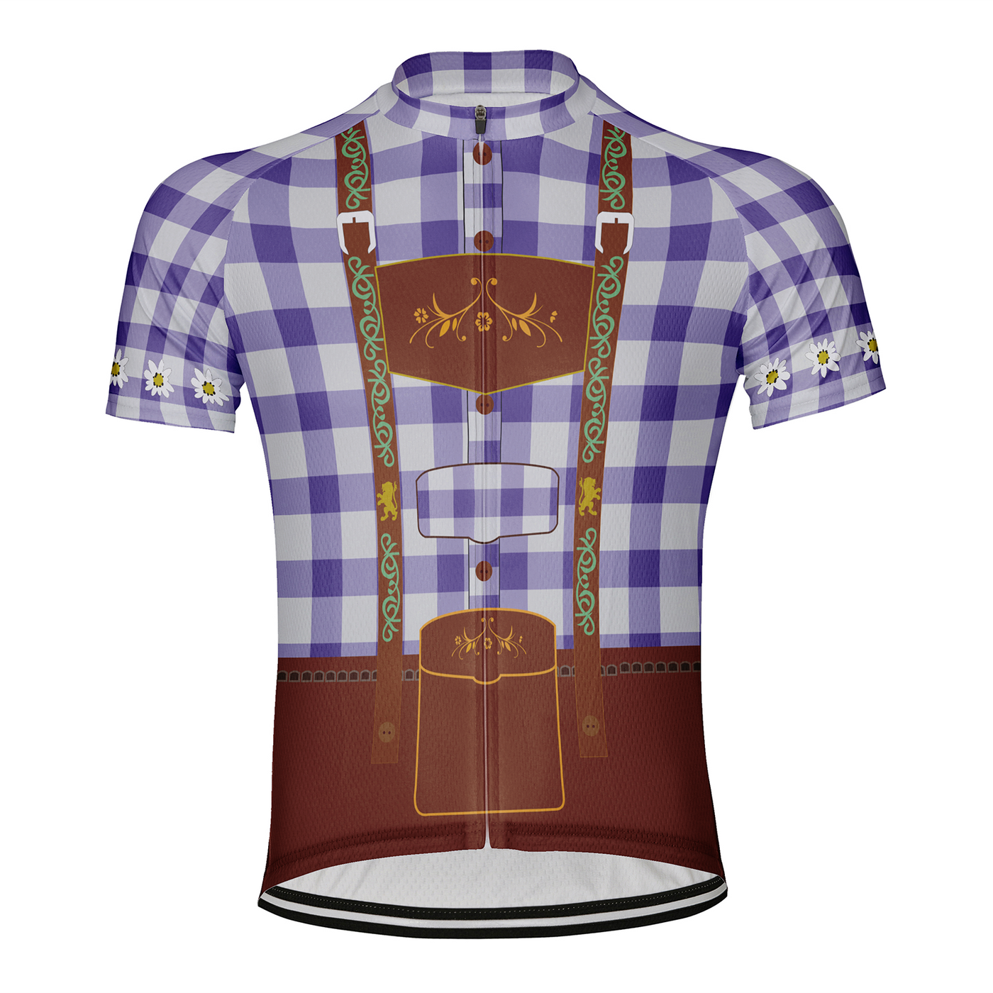 Customized Plaid Shirt Man Men's Cycling Jersey Short Sleeve