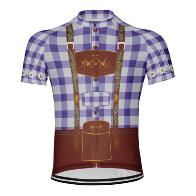 Customized Plaid Shirt Man Men's Cycling Jersey Short Sleeve