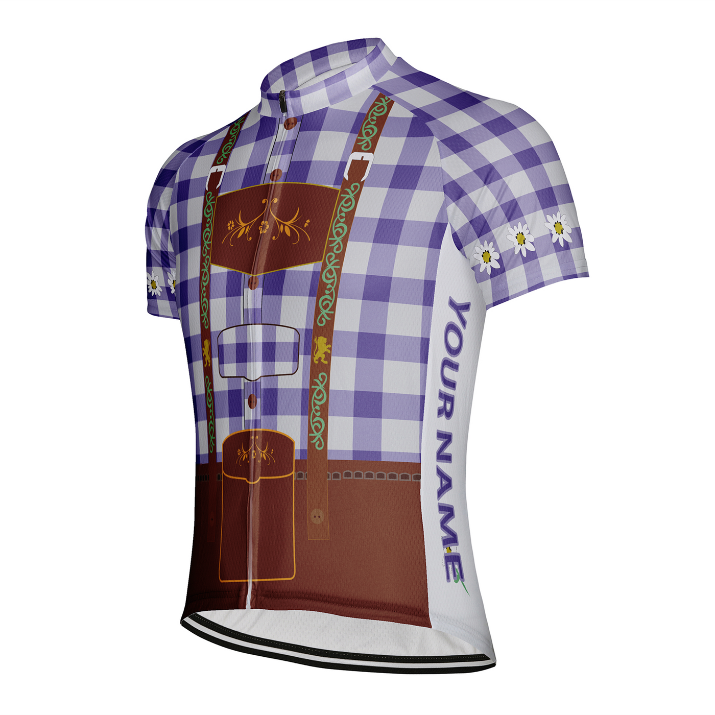 Customized Plaid Shirt Man Men's Cycling Jersey Short Sleeve