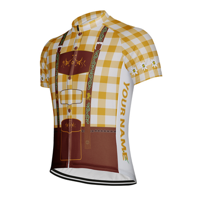 Customized Plaid Shirt Man Men's Cycling Jersey Short Sleeve