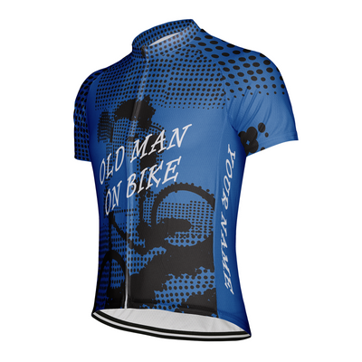 Customized Old Man On Bike Men's Cycling Jersey Short Sleeve