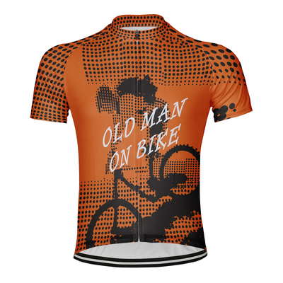 Customized Old Man On Bike Men's Cycling Jersey Short Sleeve
