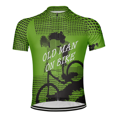 Customized Old Man On Bike Men's Cycling Jersey Short Sleeve