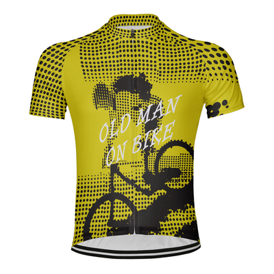 Customized Old Man On Bike Men's Cycling Jersey Short Sleeve