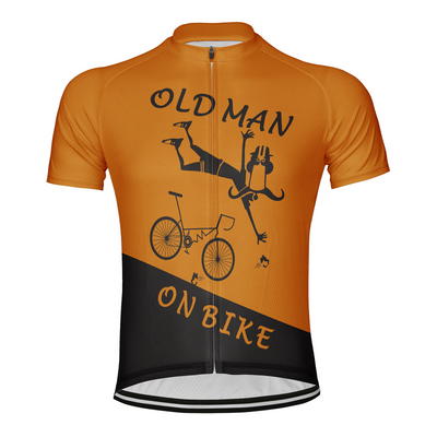 Customized Old Man On Bike Men's Cycling Jersey Short Sleeve