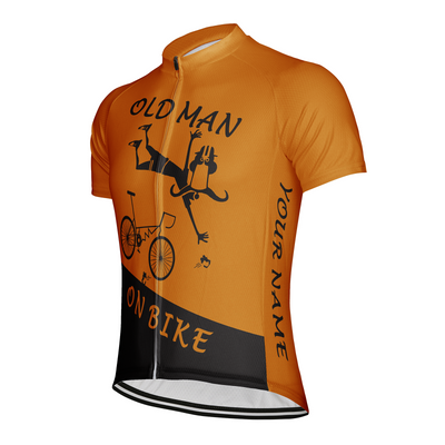 Customized Old Man On Bike Men's Cycling Jersey Short Sleeve