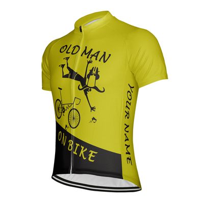 Customized Old Man On Bike Men's Cycling Jersey Short Sleeve