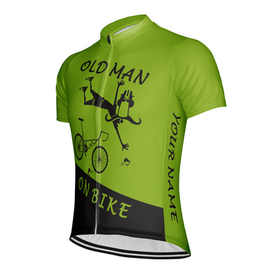 Customized Old Man On Bike Men's Cycling Jersey Short Sleeve