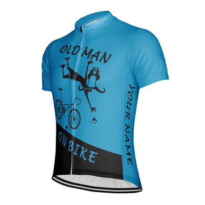 Customized Old Man On Bike Men's Cycling Jersey Short Sleeve