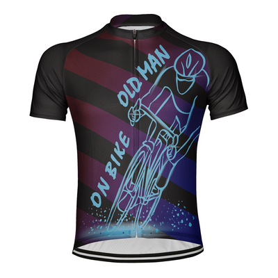 Customized Old Man On Bike Men's Cycling Jersey Short Sleeve