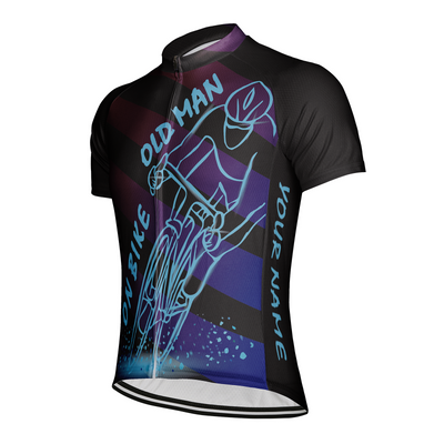 Customized Old Man On Bike Men's Cycling Jersey Short Sleeve