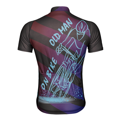 Customized Old Man On Bike Men's Cycling Jersey Short Sleeve