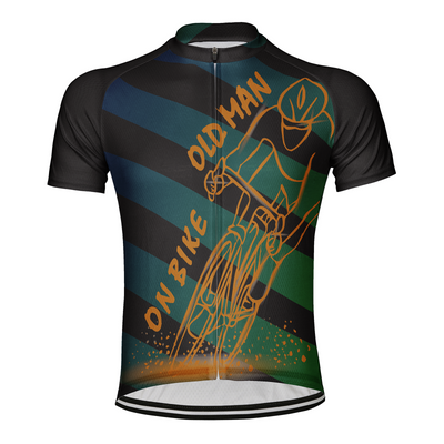 Customized Old Man On Bike Men's Cycling Jersey Short Sleeve