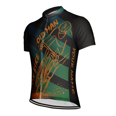 Customized Old Man On Bike Men's Cycling Jersey Short Sleeve