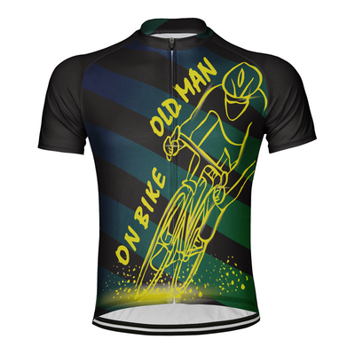 Customized Old Man On Bike Men's Cycling Jersey Short Sleeve