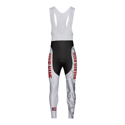 Customized Puerto Rico Unisex Thermal Fleece Cycling Bib Tights Long Pants